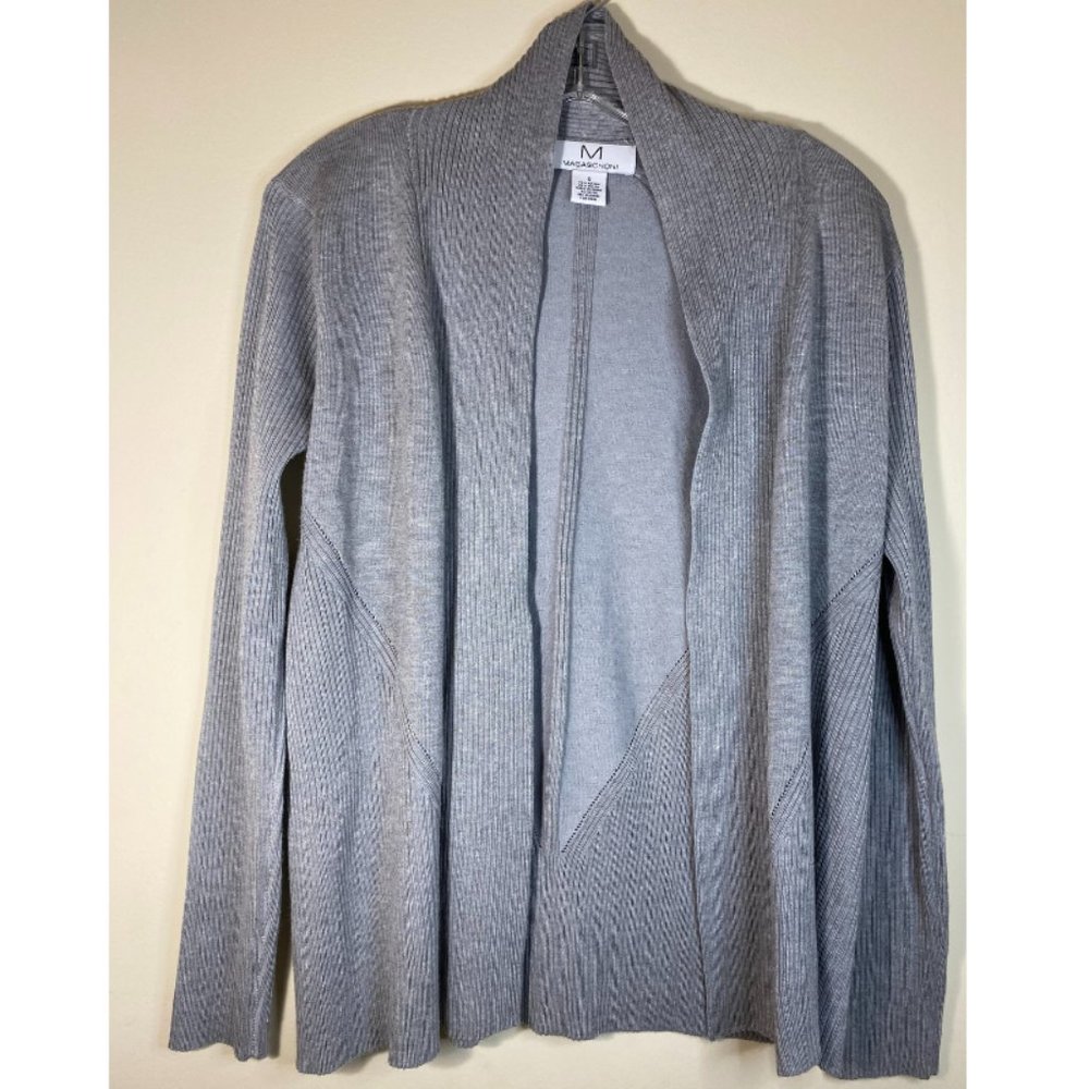 Magaschoni Women's Gray Long Sleeve Open Front Pullover Cardigan Top Size Small